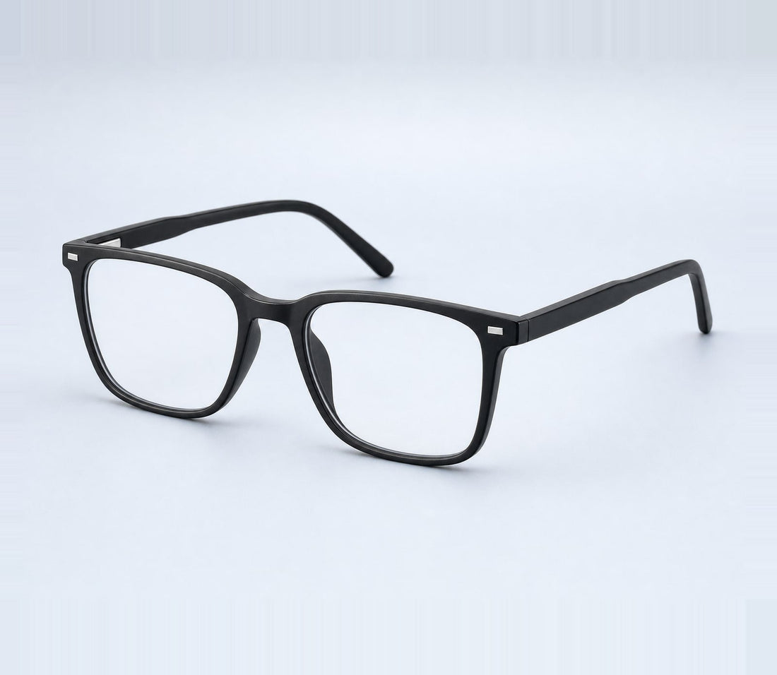 Gafas LenBlu Negro mate, montura cuadrada talla 53-18-138