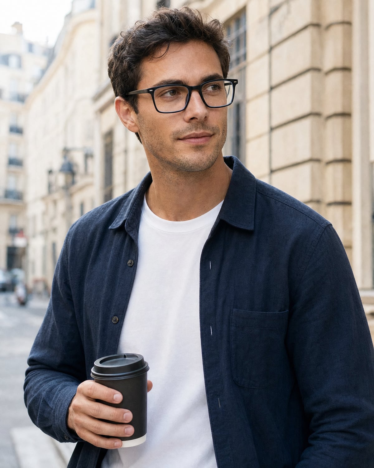 Persona con gafas de luz azul LenBlu Negro mate